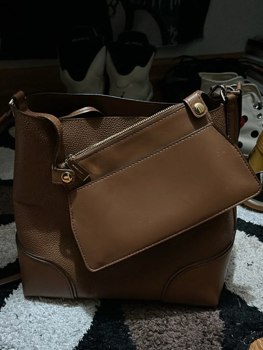 Michael Kors Tan Pebbled Leather Drawstring bucket Bag